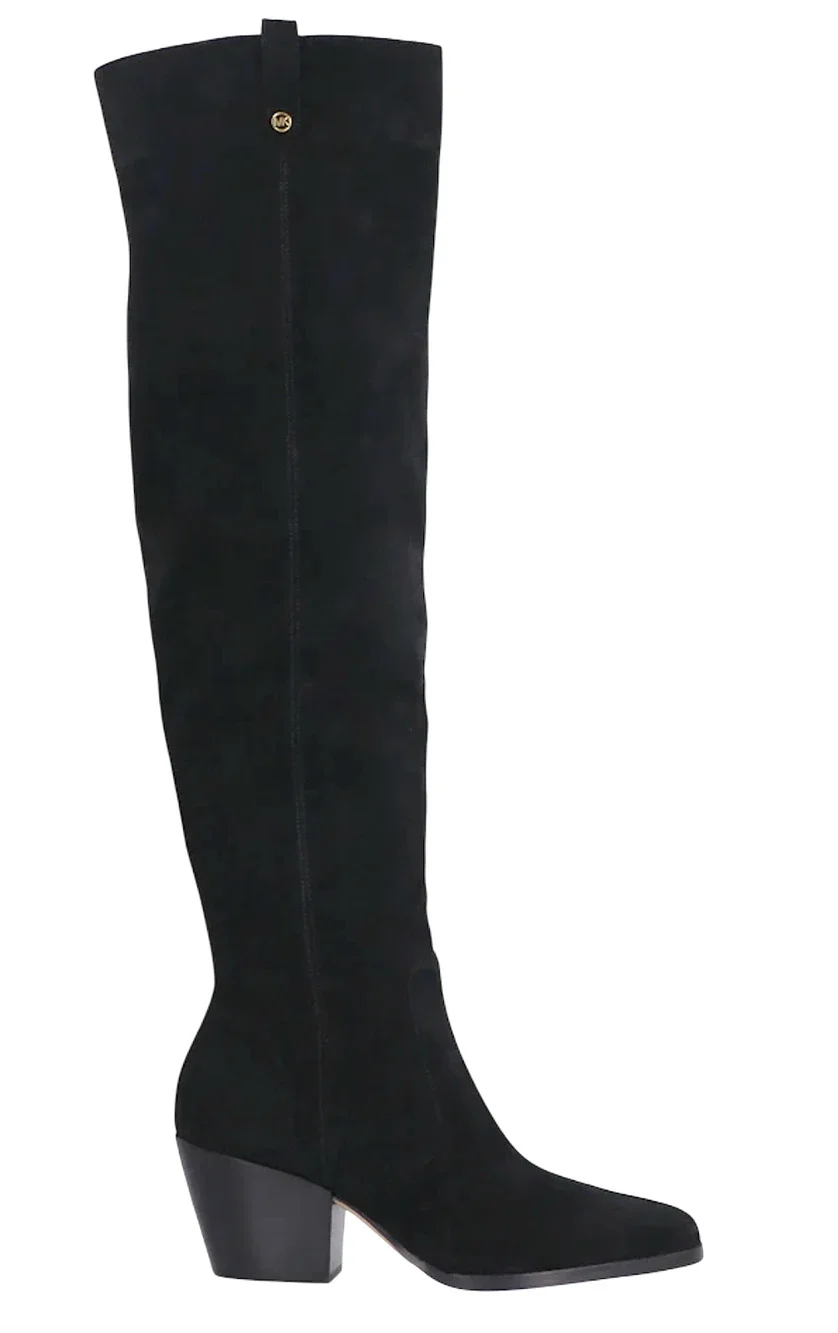 NEW MICHAEL KORS MK BLACK SUEDE HARLOW TALL OVER THE KNEE HIGH BOOTS SIZE 6.5